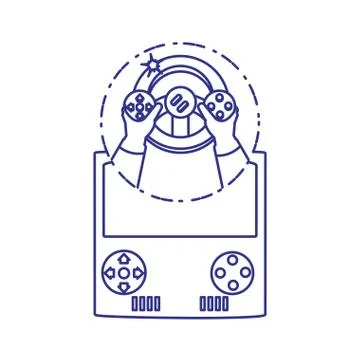Hands using video game car wheel control Stock Illustration