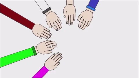 Hands from various ethnic groups come together as a symbol of unity Stock Footage 327048575