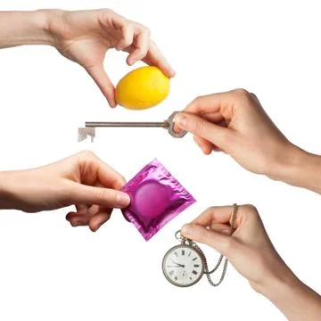 Hands with various objects Stock Photos