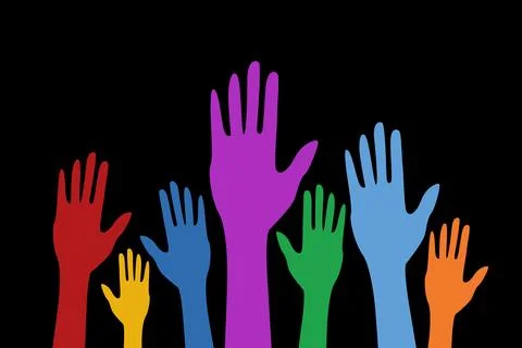 Hands vector illustration on black background Illustrazione stock