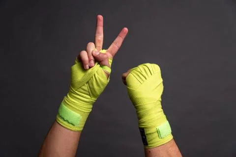 Hands victory sign Stock Photos