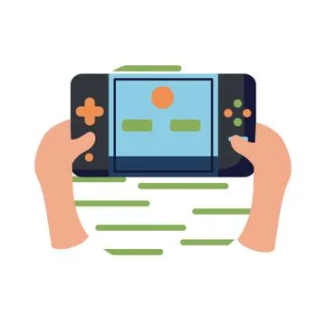 Hands with videogame console flat style icon vector design Stock Illustration