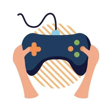 Hands with videogame control flat style icon vector design Stock Illustration