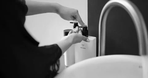 Hands wash procedure, cleaning hands with soap from viruses and contaminati.. Stock Footage 274070360