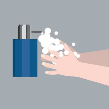 Hands washing with liquid soap Illustrazione stock