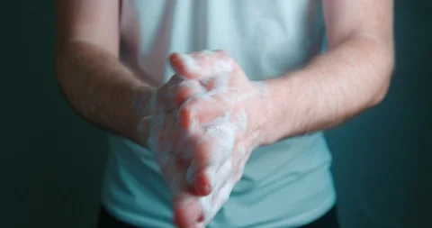 Hands washing by a man slow motion 4K 스톡 동영상 127930278