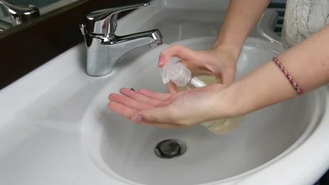 Hands washing to prevention diffusion of infection Stock Footage 131558138