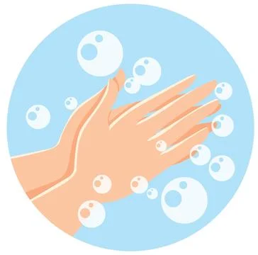 Hands Washing With Soap and Bubbles Vector Illustration Stock Illustration