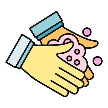 Hands washing with soap and bubbles icon Stock Illustration