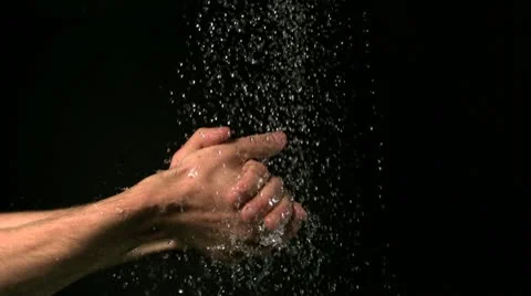 Hands washing under water Stock Footage