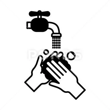 Hands washing under water tap lineal style icon vector design Stock Illustration