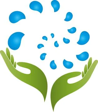 Hands, water drops, wellness, spa, logo Stock Illustration