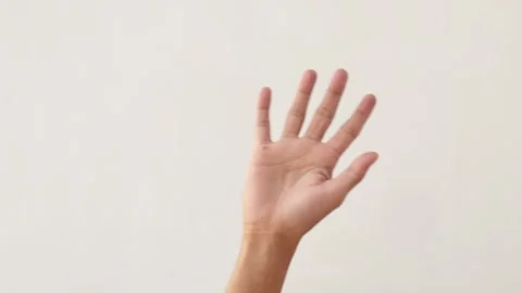 Hands, wave and sign for hello, goodbye or friendly greeting on white background Vidéo 291856259