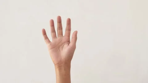 Hands, wave and sign for hello, goodbye or friendly greeting on white background Stock Footage 291856308