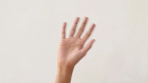 Hands, wave and sign for hello, goodbye or friendly greeting on white background Stock Footage 291856315