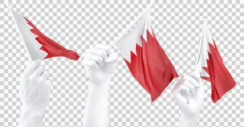 Hands waving Bahrain flags isolated on white Stock Illustration
