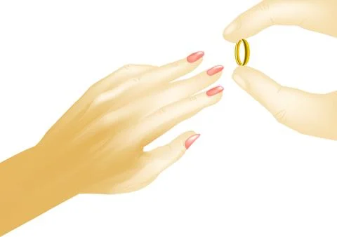Hands with wedding ring Stock Illustration