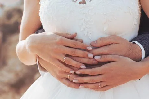 Hands with wedding rings 8 Foto stock