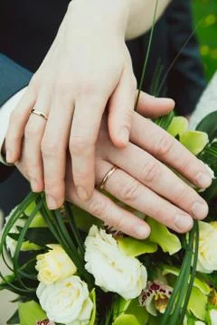 Hands with wedding rings Fotos Stock