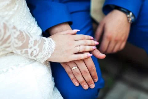 Hands with wedding rings Foto stock