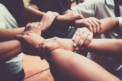 Hands were a collaboration concept of teamwork Stock Photos