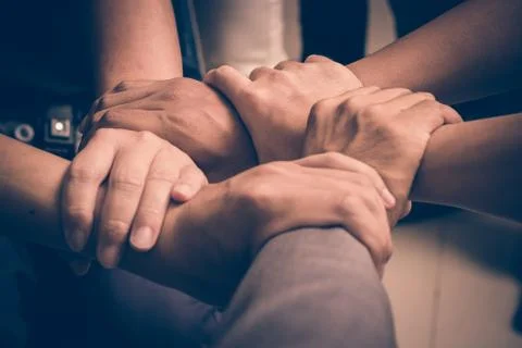 Hands were a collaboration concept of teamwork Stock Photos