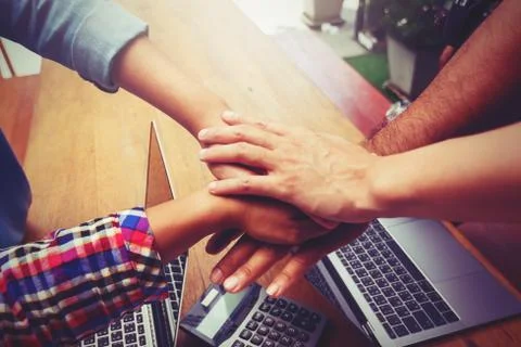 Hands were a collaboration concept of teamwork Stock Photos