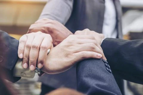 Hands were a collaboration concept of teamwork Stock Photos