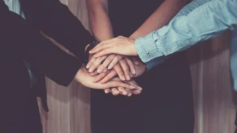 Hands were a collaboration concept of teamwork Stock Photos