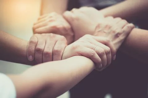 Hands were a collaboration concept of teamwork Stock Photos