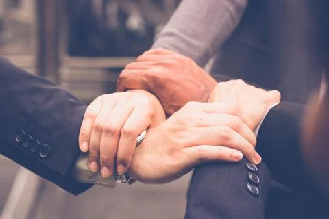 Hands were a collaboration concept of teamwork Stock Photos