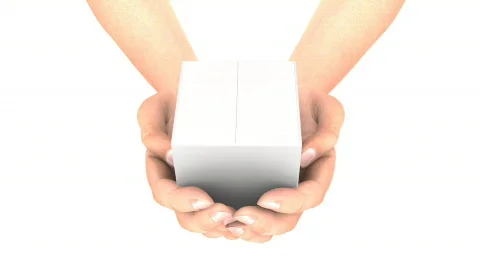 Hands with White Box. Zoom  Stock-Footage 99815