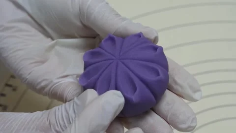 Hands in White Gloves Shaping Purple Nerikiri Wagashi Dessert Stock-Footage 345293545
