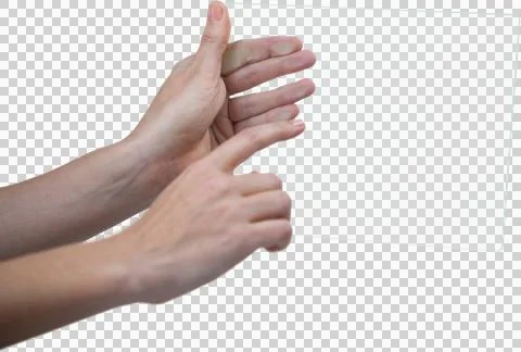 Hands of wojman pretending to use digital tablet Stock Illustration
