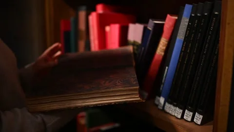 The Hands Of A Woman In A Library Picking Out A Book Stock Footage 264047341