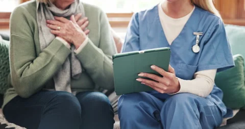 Hands, woman or doctor with good news, tablet results or report history talking Stock Footage 254802302