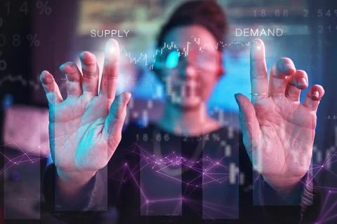 Hands of woman, vr algorithm and hologram coding for web business, futuristic 库存照片
