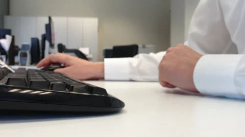 Hands Work On Keyboard And Mouse. Office employee. Stock Footage 37858710