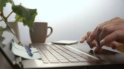 Hands work on the keyboard. Stock Footage 158680245