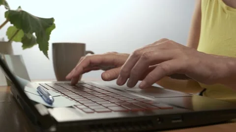 Hands work on the keyboard. Stock Footage 159052897