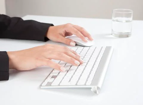 Hands work on keyboard Stock Photos