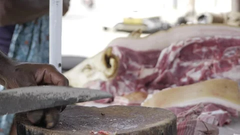 Hands at Work  Mastery in the Art of Meat Preparation Video stock 323997555