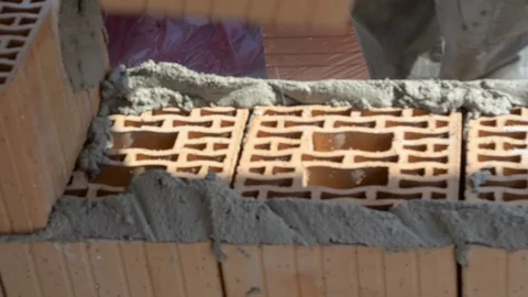 The Hands Of The Worker, Makes Brick Masonry Vídeo Stock 97633860