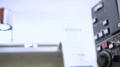 Hands of the worker on the remote control of the machine CNC Video stock 62855049