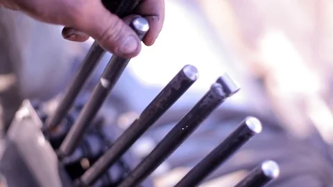 Hands of the worker switch the levers. Closeup Stock Footage 84173417