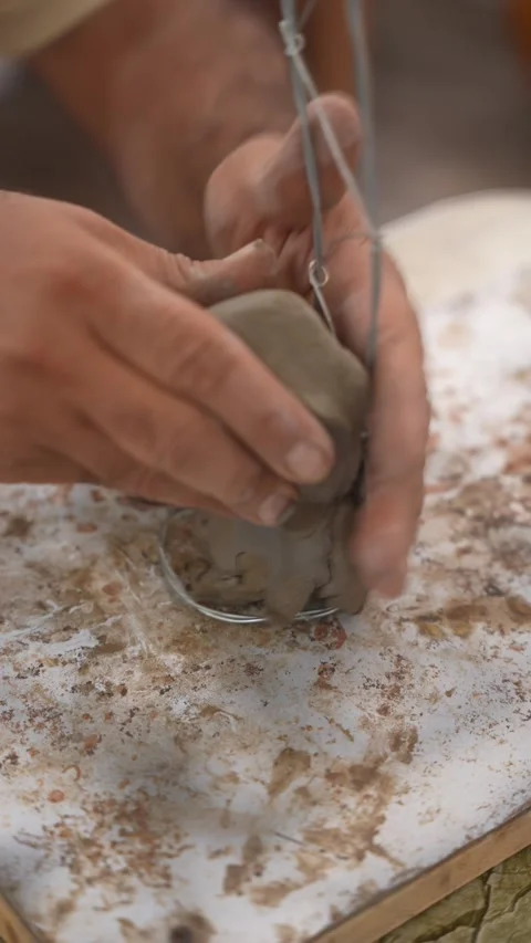 Hands Working with Clay Stock Footage 315786624