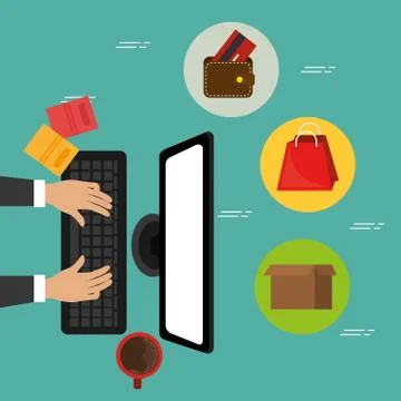 Hands working in the desktop computer Stock Illustration