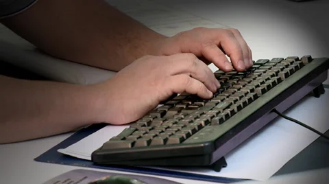 Hands working on keyboard Video stock 38771377