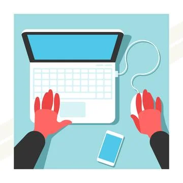 Hands-working-on-a-laptop Stock Illustration