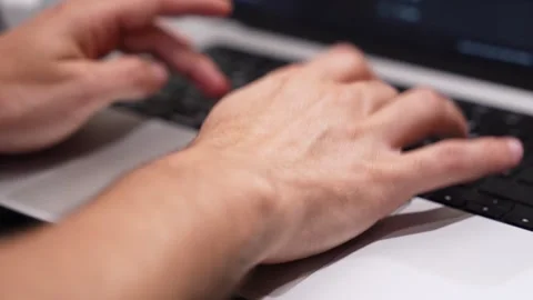 Hands Working on Laptop Keyboard Stock Footage 336593459